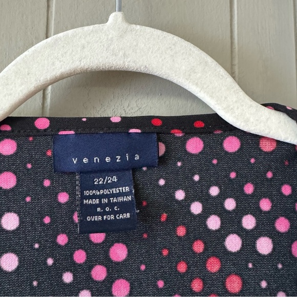Vintage Venezia Polka Dot Print Wrap Dress Plus Size 22/24 Black Pink Y2K Office - Picture 5 of 12